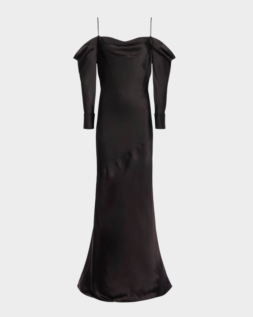 Melly French-Cuff Silk Maxi Dress